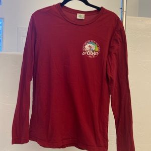 Men’s red  Long sleeve surf shop logo T shirt- Size Medium